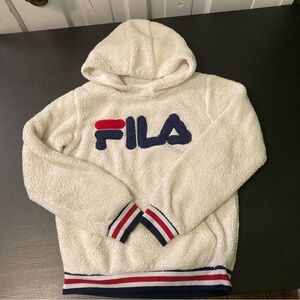 Fila Kids Cream Hooded Jacket with Navy and Red Accents